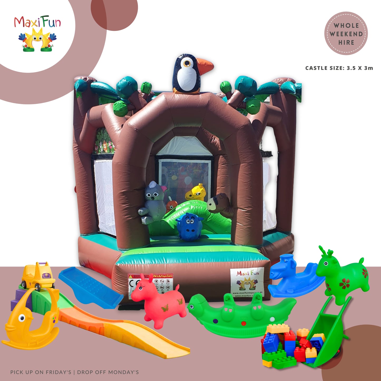 Baby Jungle Jumping Castle Party Bundle - South Brisbane