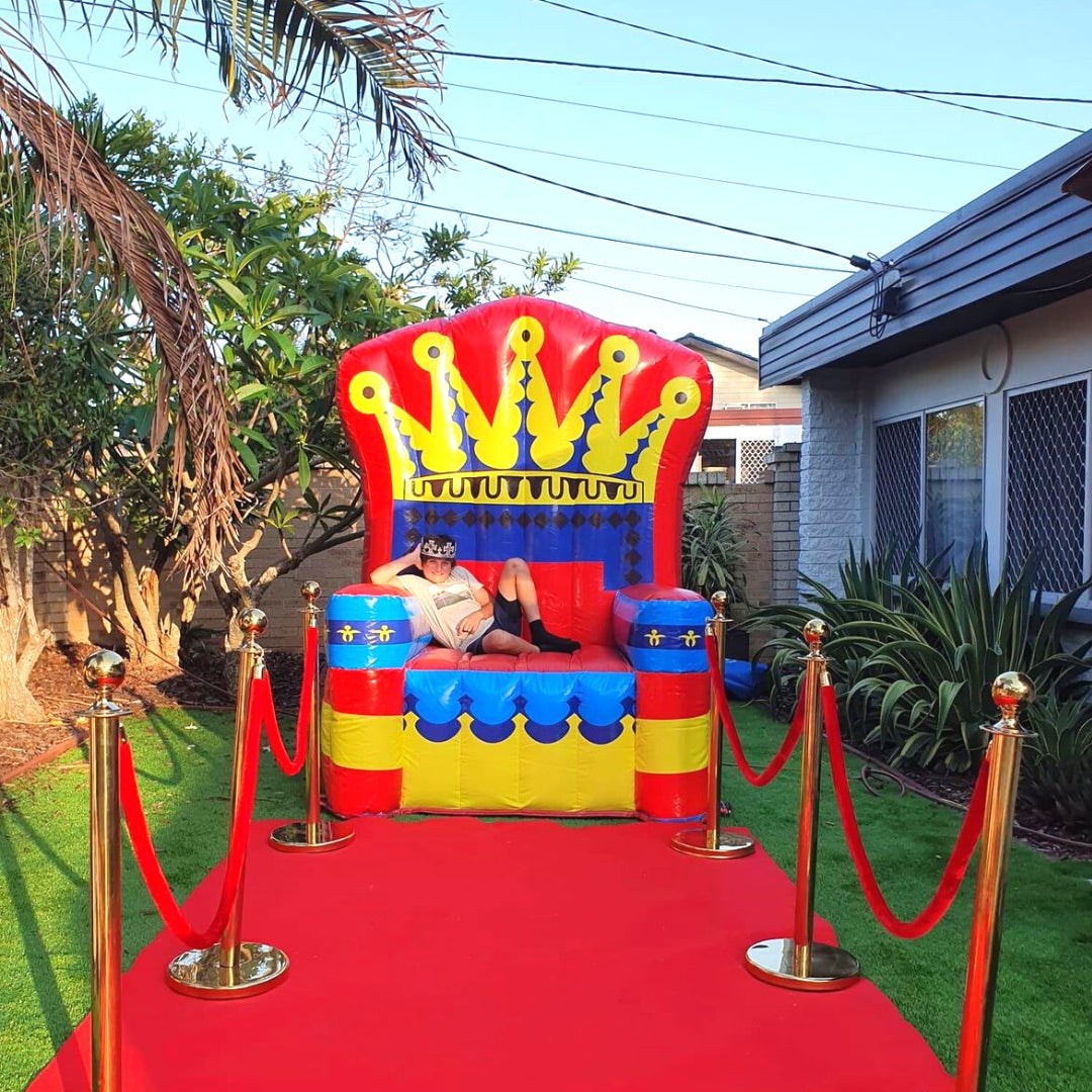 King's throne with red carpet set up, North Brisbane