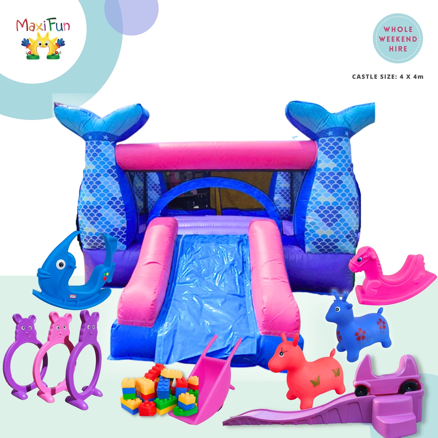 Mermaid Jumping Castle Party Bundle, North Brisbane