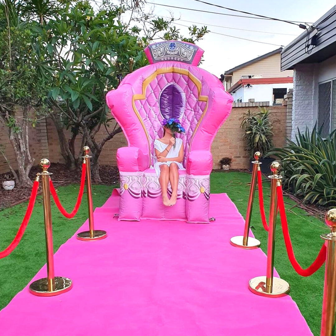 Queen's throne with pink carpet set up, North Brisbane