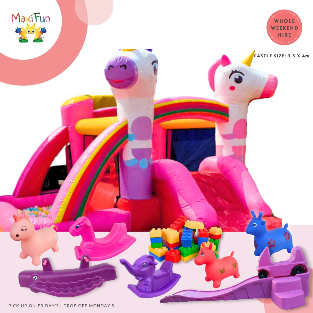 Unicorn Ball Pit Jumping Castle Party Bundle, North Brisbane