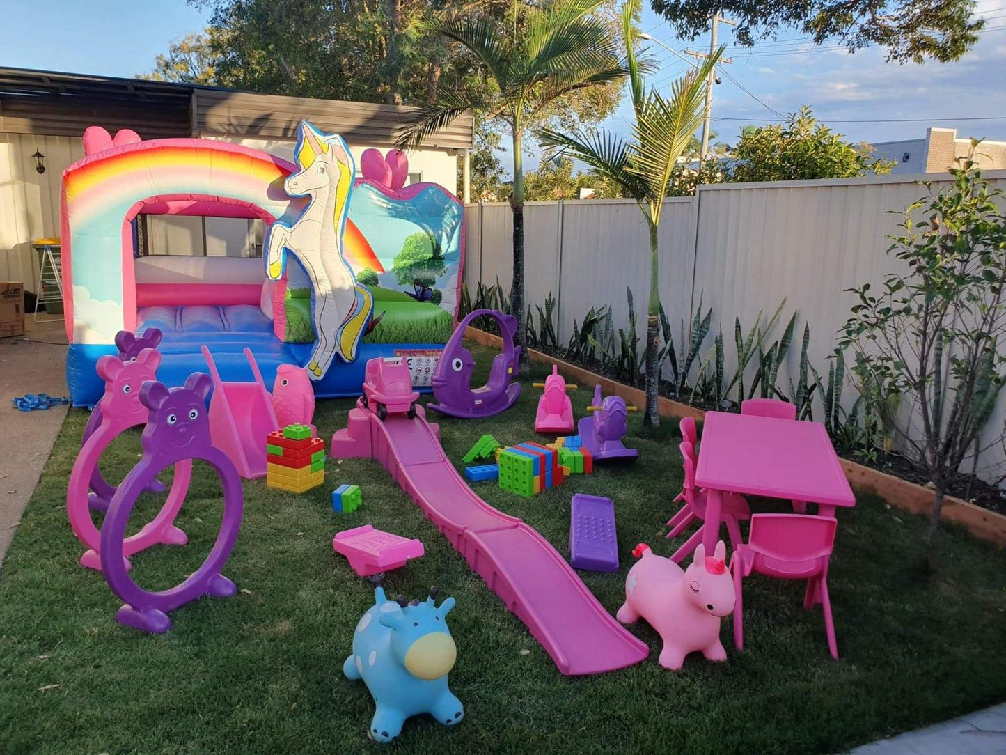 Baby Unicorn Jumping Castle Party Bundle, North Brisbane