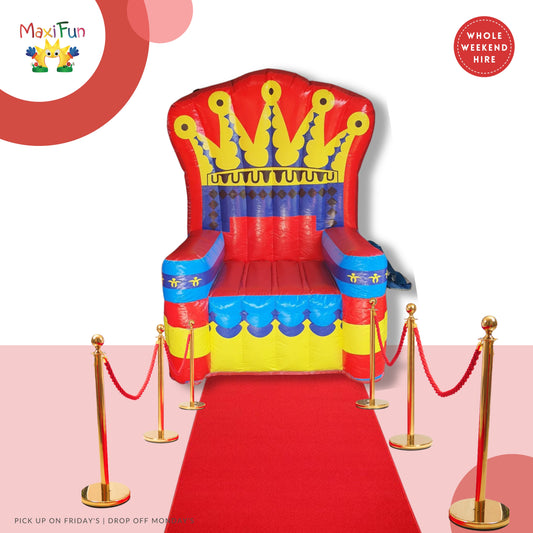 King's throne with red carpet set up, North Brisbane